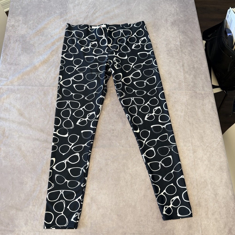 Squeaky Chimp Sunglasses Print Leggings Black White Size L